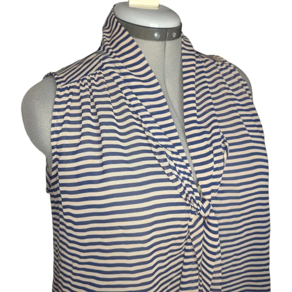 Women's Paper Crane Sheer Striped Relaxed Hi-Lo Tie Blouse - Picture 3 of 8